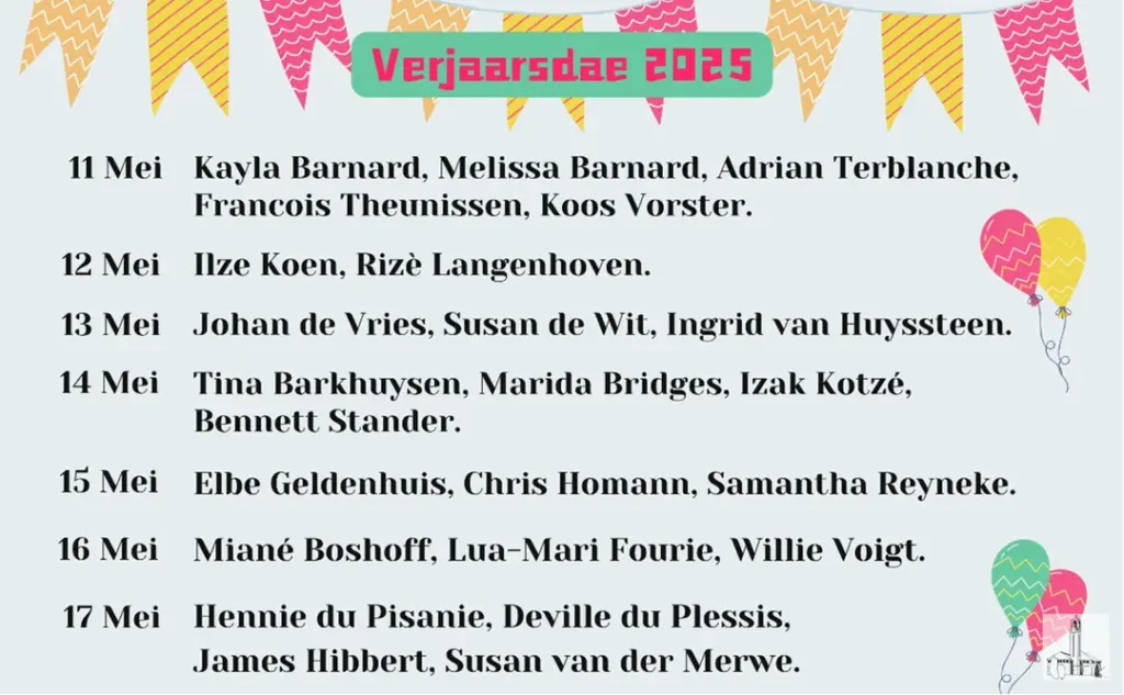 Verjaarsdae Mei