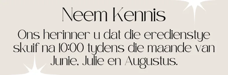 Eredienstye vir Junie Julie en Augustus