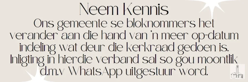 Boknommer Veranderinge NGK Groot-Brakrivier