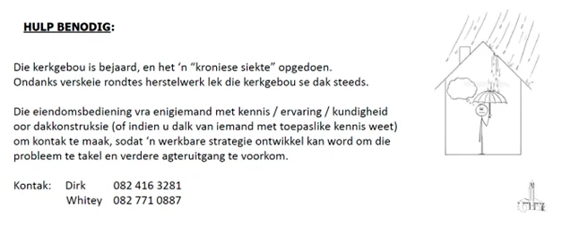 Eendomsbediening Dak herstelwerk NG Kerk Groot-Brakrivier