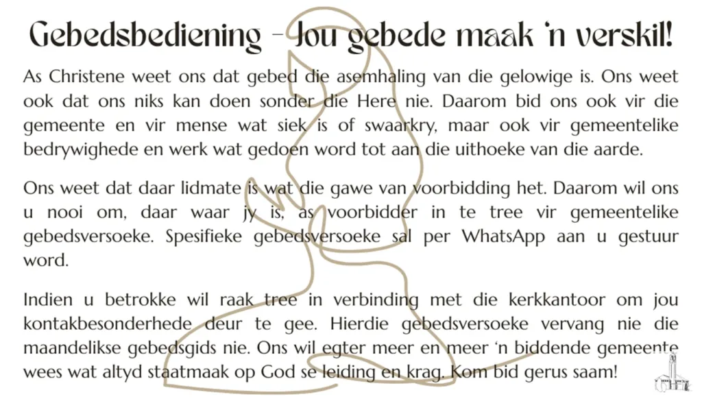 Gebedsbediening NG Kerk Groot-Brakrivier
