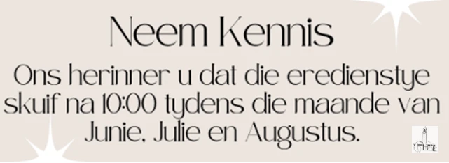 Eredienstye NG Kerk Groot-Brakrivier
