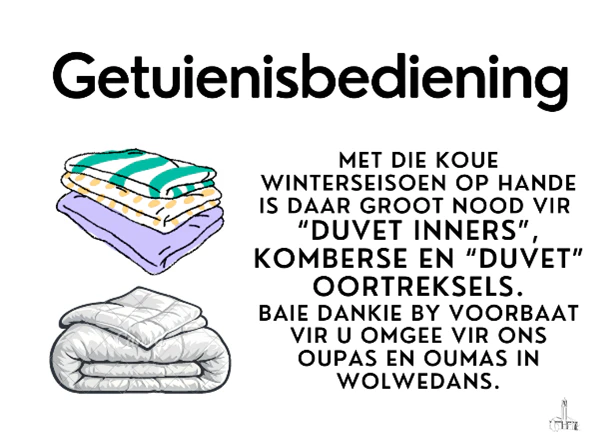 Getuienisbedieing Komberse en behoeftes NG Kerk Groot-Brakrivier