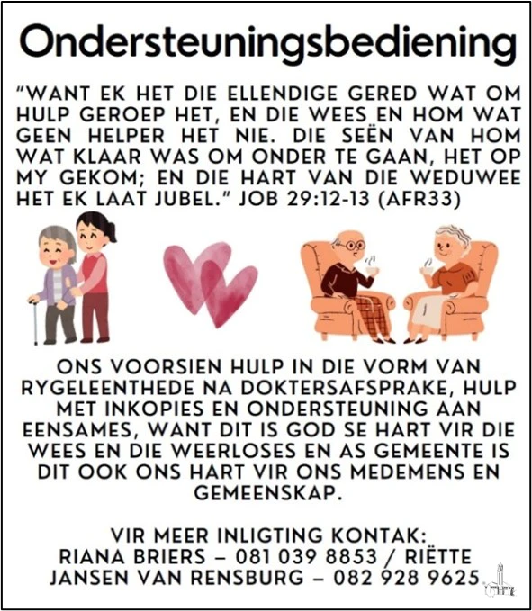 Ondersteuningsbedieing NG Kerk Groot-Brakrivier