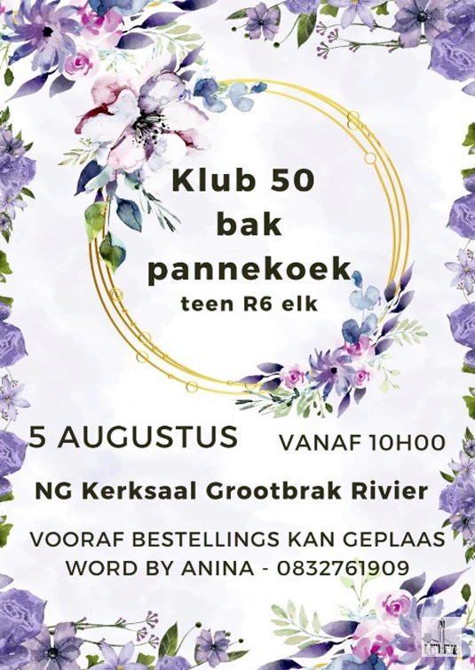 Klub 50 Pannekoek Julie 2026 NG Kerk Groot-Brakrivier