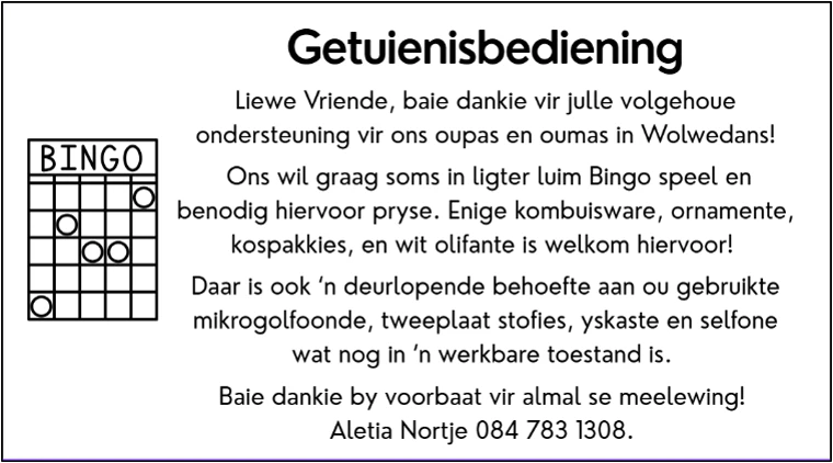Getuienisbediening NG Kerk Groot-Brakrivier