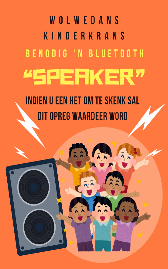 Wolwedans Kinderkerk Benodig Speaker NG Kerk Groot-Brakrivier