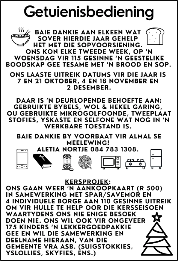 Getuienisbedieing NG Kerk Groot-Brakrivier