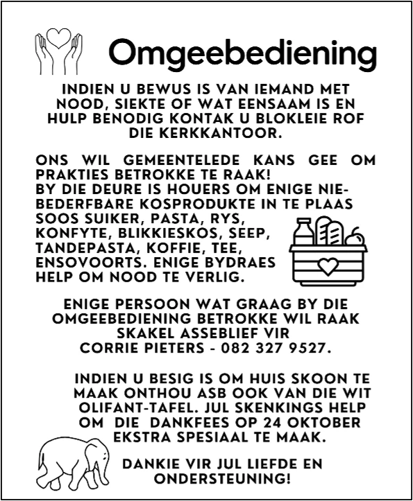 Omgeebedieing NG Kerk Groot-Brakrivier