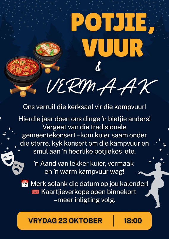 Potjie vuur en vermaak NG Kerk Groot-Brakrivier