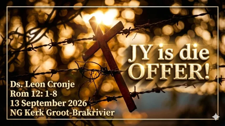 Jy is die Offer Sondag 13 September Erediens Ds Leon Cronje NG Kerk Groot-Brakrivier